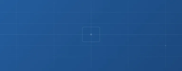 Blue background with subtle grid lines and a central small square outline.
