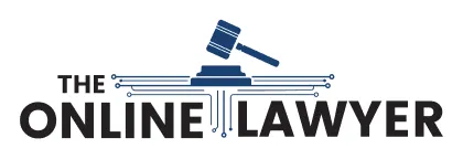 Logo with a blue gavel above the words "The Online Lawyer" in black text.